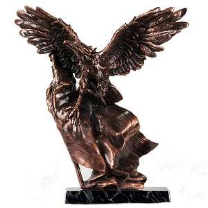  Dark Copper Eagle with Flag Sculpture ( 