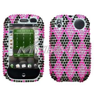 Palm Pre Pink Black Rhombic Plaid Diamante Protector Cover Full 