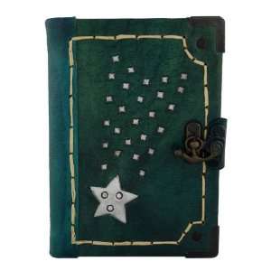  Shooting Star Engraving on a Green Handmade Leather Bound 