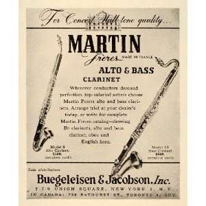 1951 Ad Martin Freres Alto Bass Clarinet Buegeleisen   Original Print 