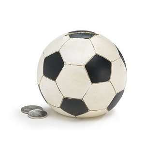    Black & White Soccer Ball Shaped Money Bank Resin Toys & Games