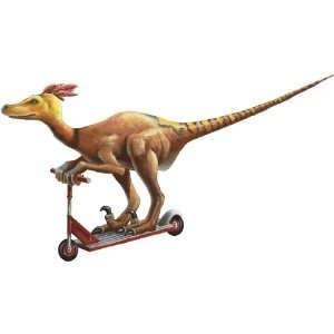 Dinosaur with Scooter Peel and Stick Wall Mural Velociraptor Dinosaur 