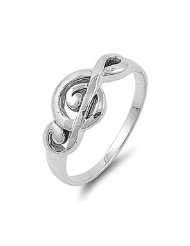 Rhodium Plated Sterling Silver Wedding & Engagement Ring Music Note 