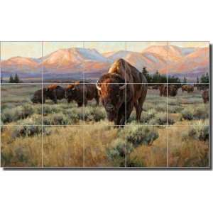 Buffalo Bison Ceramic Tile Mural Backsplash 30 x 18   The Great 