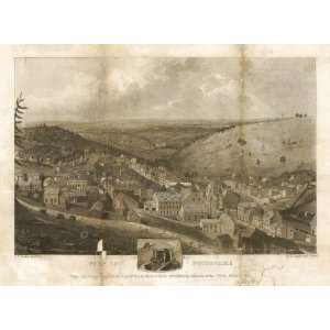 Historic Panoramic Map View of Pottsville  Taken from Sharp Mountain 