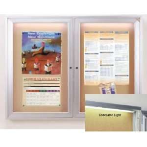   Two Door Concealed Lighting Enclosed Bulletin Board