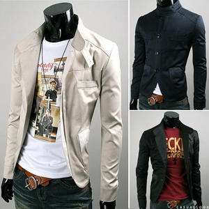 New Mens Close Fitting Sexy Stylish Stand Collar Short Jacket Casual 