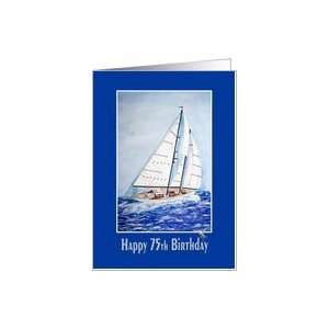  75th birthday watercolor sailboat sailing nautical birthday 