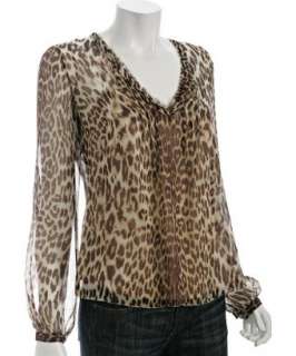 Elie Tahari dark chocolate leopard chiffon Parisa blouse   