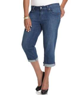 Plus Size Jeans, 542 Cuffed Capri True Union Wash   Plus Size Jeans 