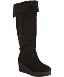   faux shearling wedge boots  