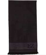 Zegna black tonal dot logo fringe scarf style# 317769901