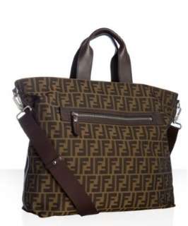 Fendi tobacco and chocolate zucco large tote  