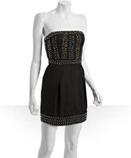 French Connection black beaded cotton Wizard strapless dress 