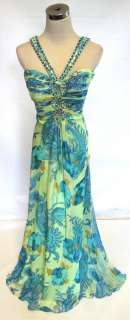NWT RIVA DESIGNS $620 Turquoise /Multi Prom Ball Gown 6  