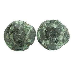  Greek Bronze, Facing head; Bronze AE 13