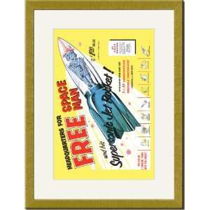   Gold Framed/Matted Print 17x23, Supersonic Jet Rocket