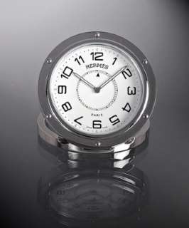 Hermes white Clipper travel alarm clock  