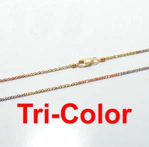 Sparkle Glitter Chain Necklace 14K TriColor Gold Silver  
