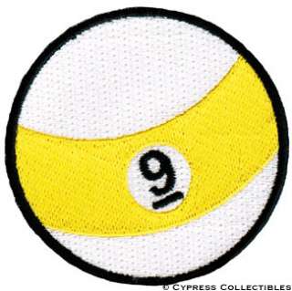 BALL EMBROIDERED IRON ON PATCH POOL BILLIARDS NINE  