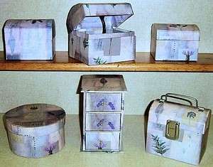 PIECE MATCHING SET PURPLE LAVENDER JEWELRY CONTAINERS BOXES TRI 