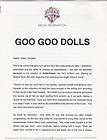 Goo Goo Dolls, official 2002 press kit, 6 pages, Gutterflower, no 