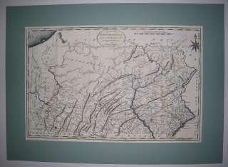 1795 antique map of PENNSYLVANIA by Carey Phily printer  