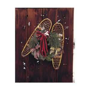  Snow Shoes and Holiday Wreath on Barn Wall, Christmas 