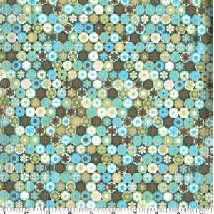  45 Wide Potpourri Floral Pinwheels Lagoon Fabric By The 