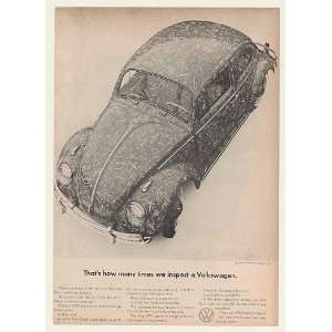  1963 VW Volkswagen Beetle Bug Many Times Inspect Print Ad 