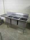 LOAD KING STAINLESS STEEL 3 COMPARTMENT SINK W/ HAND SINK AND GARBAGE 