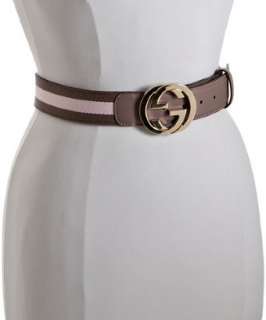 Gucci mauve stripe fabric and leather interlocking GG belt   