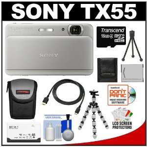  Sony Cyber Shot DSC TX55 3D Digital Camera (Silver) with 