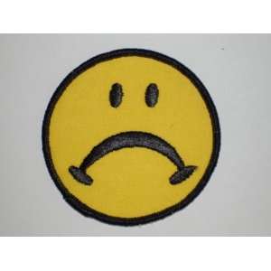  FROWNY FACE Embroidered Patch 3 Dia. Arts, Crafts 