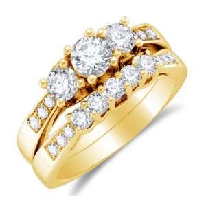  Traditional Ladies Bridal Engagement Ring with Matching Wedding Band 