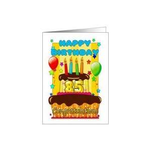  birthday cake with candles   happy 85th birthday Card 