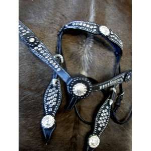  BRIDLE BREAST COLLAR WESTERN LEATHER HEADSTALL BLK 