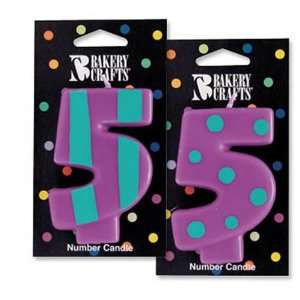  Number 5 Birthday Candle, Stripes or Dots Toys & Games