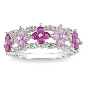    10k Gold Created Ruby, Pink Sapphire, Diamond Ring Jewelry