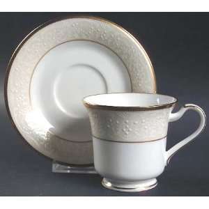 Noritake White Palace Footed Cup & Saucer Set, Fine China Dinnerware 