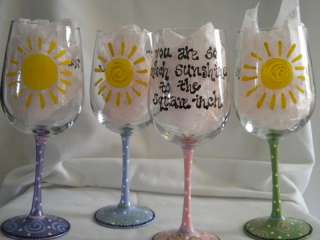 Sunshine Handpainted Wine Glasses  