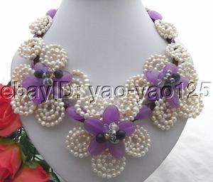 Charming Pearl&Jade&Amethyst&Crystal Necklace  