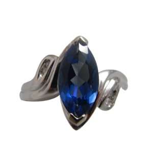   Ct. Marquise Cut Mystic Blue Topaz & Diamond Ring 10k Wg Jewelry