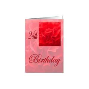  Happy 24th Birthday Dianthus Red Flower Card Toys & Games