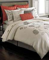 Martha Stewart Collection Bedding, Etched Peony 9 Piece Full Comforter 