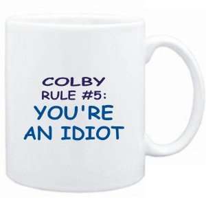  Mug White  Colby Rule #5 Youre an idiot  Male Names 