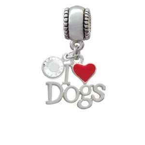  I love Dogs with Red Heart Charm European Charm Bead 