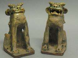 Fine Pair of Signed Chinese Shiwan Foo Dogs Guardian Lions  