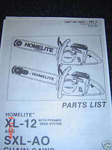 Homelite XL 12, SXL AO parts list  