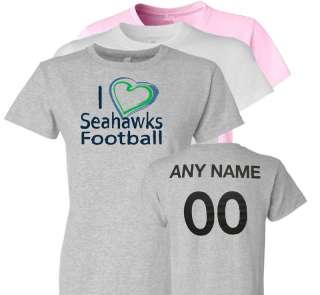 Personalized I Love Seahawks Ladies T Shirt Seattle FB  